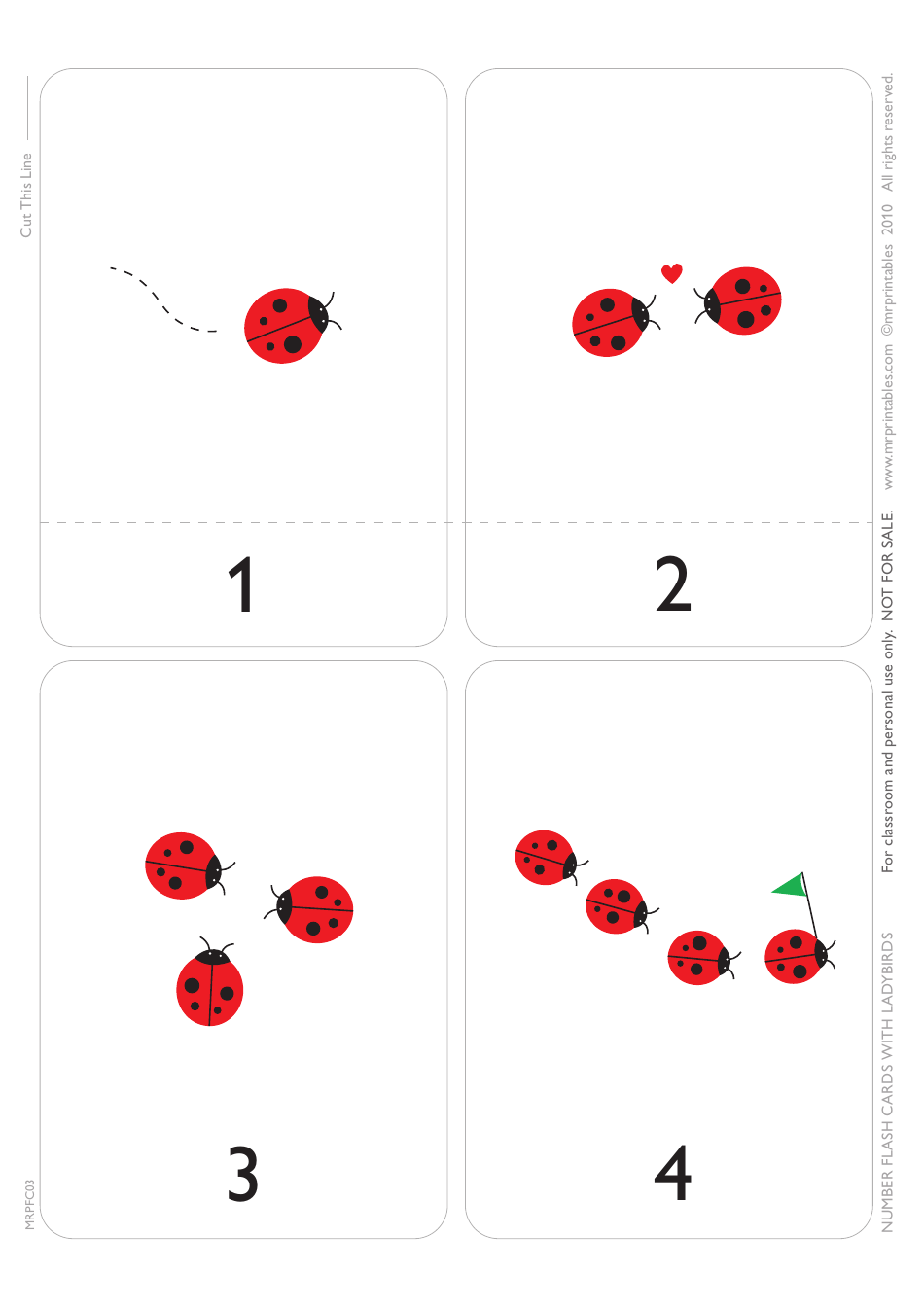 Numbers 1-10 Flashcards - Ladybug, Page 1