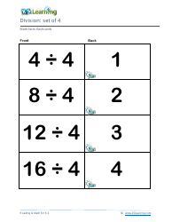 Document preview: Math Facts Flashcards - Division - Set of 4-6
