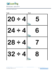 Math Facts Flashcards - Division - Set of 4-6, Page 2