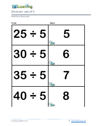 Math Facts Flashcards - Division - Set of 4-6, Page 5