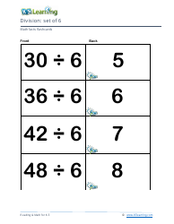Math Facts Flashcards - Division - Set of 4-6, Page 8