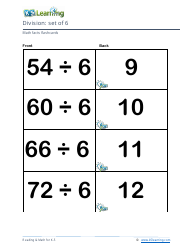 Math Facts Flashcards - Division - Set of 4-6, Page 9