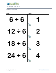 Math Facts Flashcards - Division - Set of 1-12, Page 16
