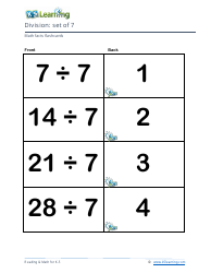 Math Facts Flashcards - Division - Set of 1-12, Page 19