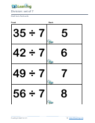 Math Facts Flashcards - Division - Set of 1-12, Page 20