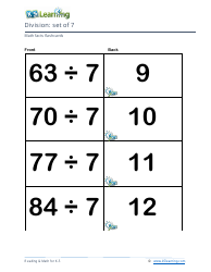 Math Facts Flashcards - Division - Set of 1-12, Page 21