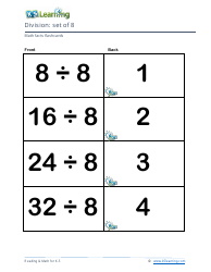 Math Facts Flashcards - Division - Set of 1-12, Page 22