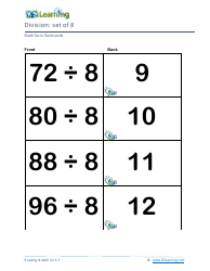 Math Facts Flashcards - Division - Set of 1-12, Page 24