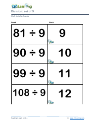 Math Facts Flashcards - Division - Set of 1-12, Page 27