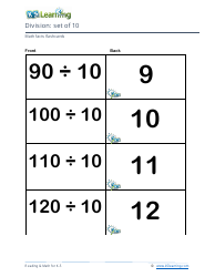 Math Facts Flashcards - Division - Set of 1-12, Page 30