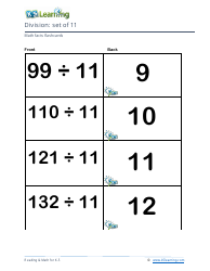 Math Facts Flashcards - Division - Set of 1-12, Page 33