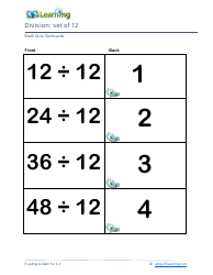 Math Facts Flashcards - Division - Set of 1-12, Page 34