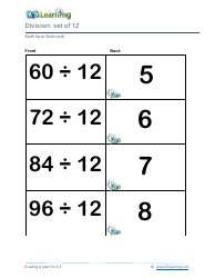 Math Facts Flashcards - Division - Set of 1-12, Page 35