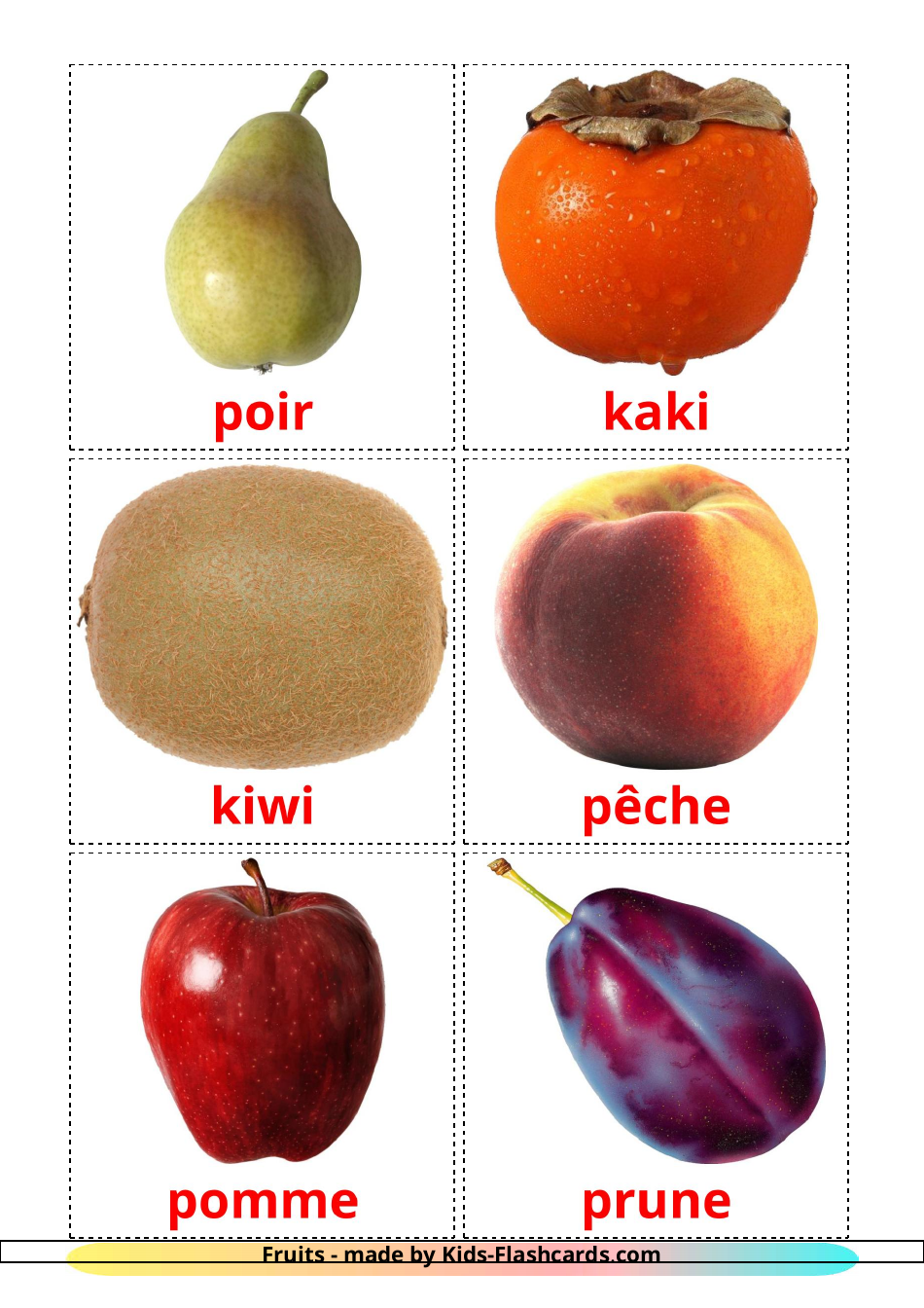 French Flashcards - Fruits, Page 1