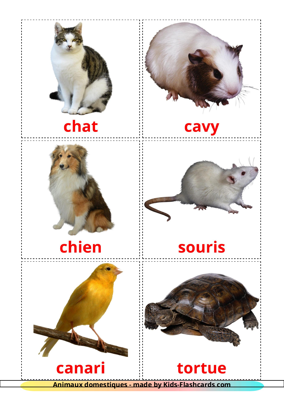 French Flashcards - Domestic Animals, Page 1