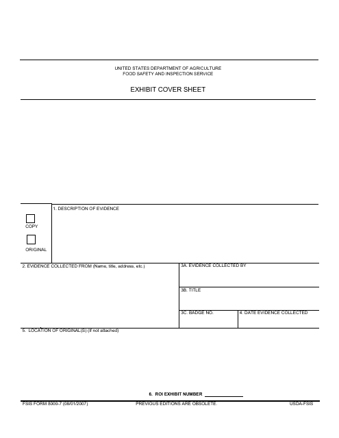 FSIS Form 8000-7  Printable Pdf