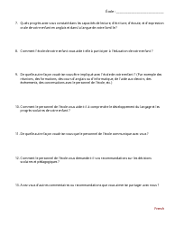 Open-Ended Question Family Feedback Survey - English Language Development Program - Washington (French), Page 2