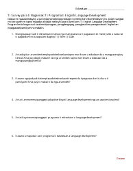 Open-Ended Question Family Feedback Survey - English Language Development Program - Washington (Ilocano)