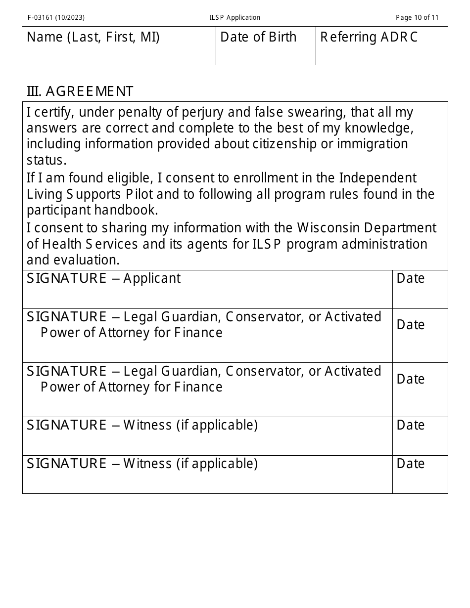 Form F-03161LP Independent Living Supports Pilot: Application - Large Print - Wisconsin, Page 10