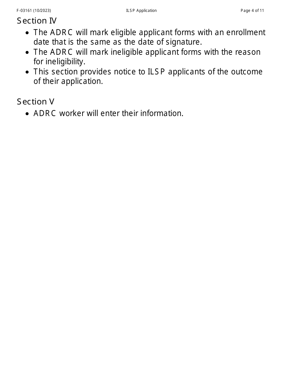Form F-03161LP Independent Living Supports Pilot: Application - Large Print - Wisconsin, Page 4