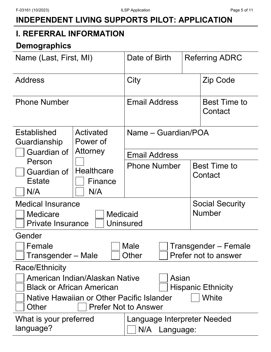 Form F-03161LP Independent Living Supports Pilot: Application - Large Print - Wisconsin, Page 5