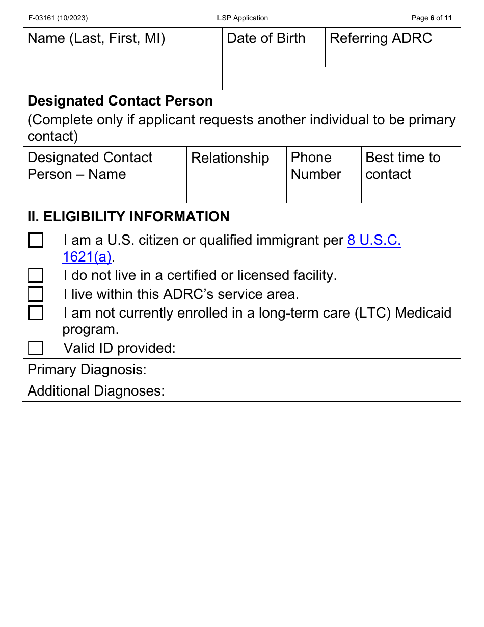 Form F-03161LP Independent Living Supports Pilot: Application - Large Print - Wisconsin, Page 6