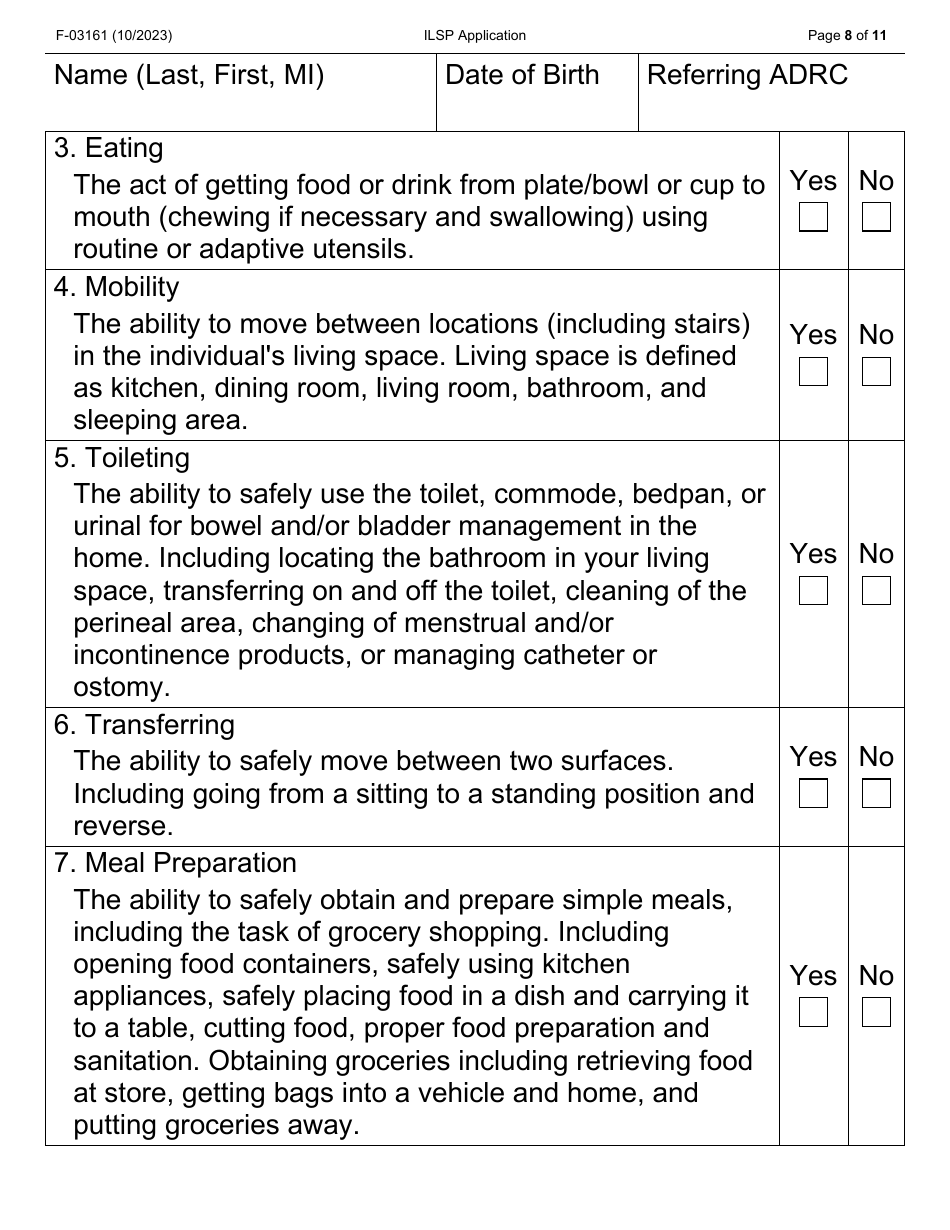 Form F-03161LP Independent Living Supports Pilot: Application - Large Print - Wisconsin, Page 8