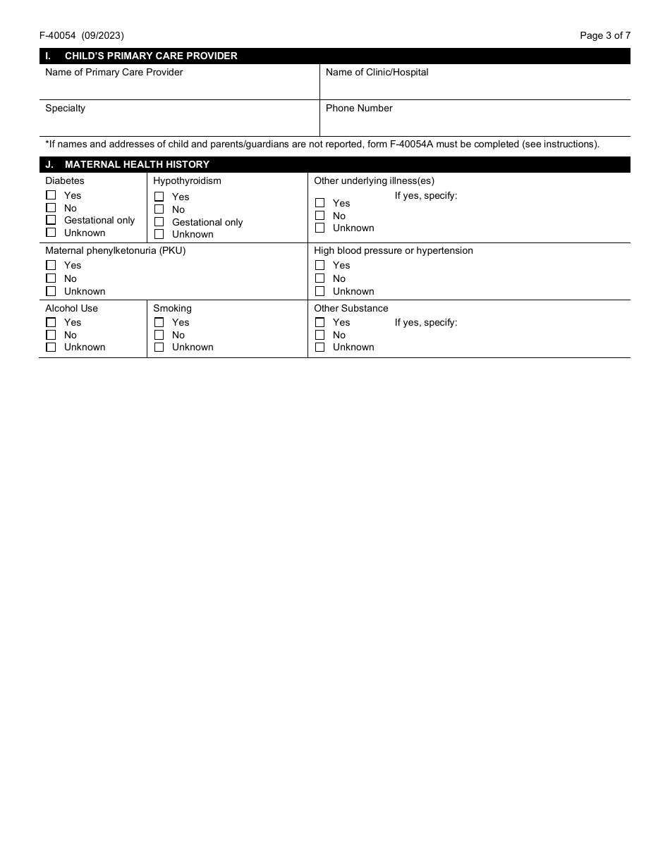 Form F-40054 Confidential Birth Defects Registry Report - Wisconsin, Page 3