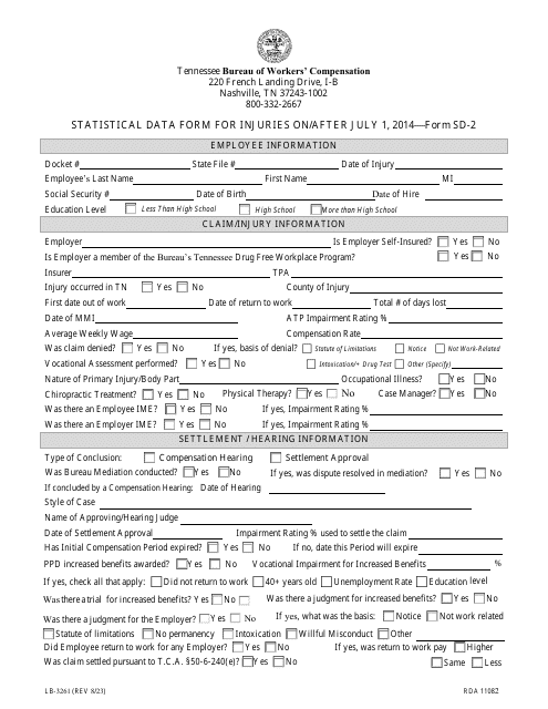 Form SD-2 (LB-3261)  Printable Pdf