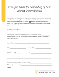 Document preview: Example: Email for Scheduling of Best Interest Determination - Washington