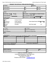 Document preview: Form CDPH8562 Request for Official Sterilization Process - California