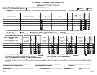 Document preview: Application for Free and Reduced-Price Meals for Public Schools - Washington, 2024