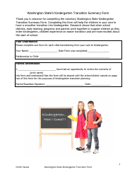 Washington State&#039;s Kindergarten Transition Summary Form - Washington
