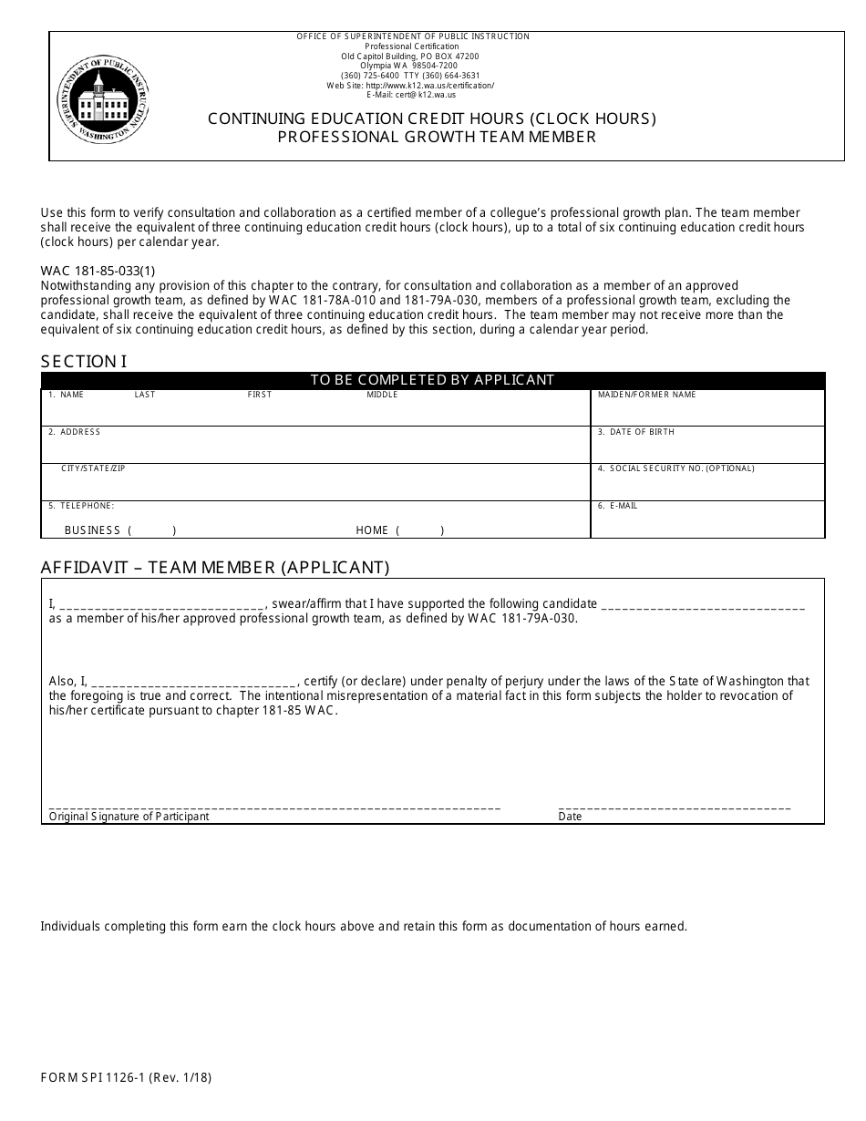 Form SPI11261 Fill Out, Sign Online and Download Fillable PDF