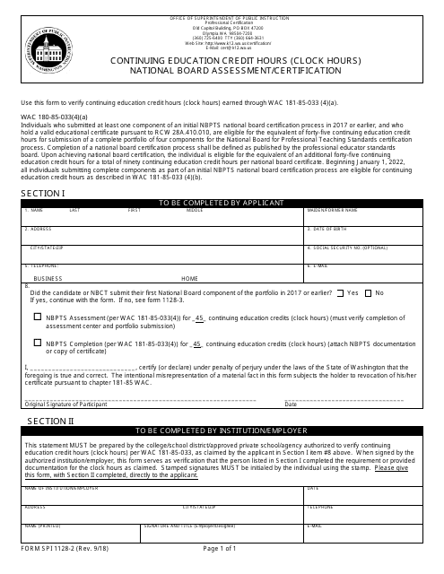 Form SPI1128-2  Printable Pdf