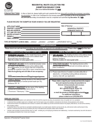 Residential Waste Collection Fee Exemption Request Form - City of Cleveland, Ohio