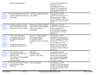 Form B-1 Ci Worksheet - Cadet Programs, Page 2