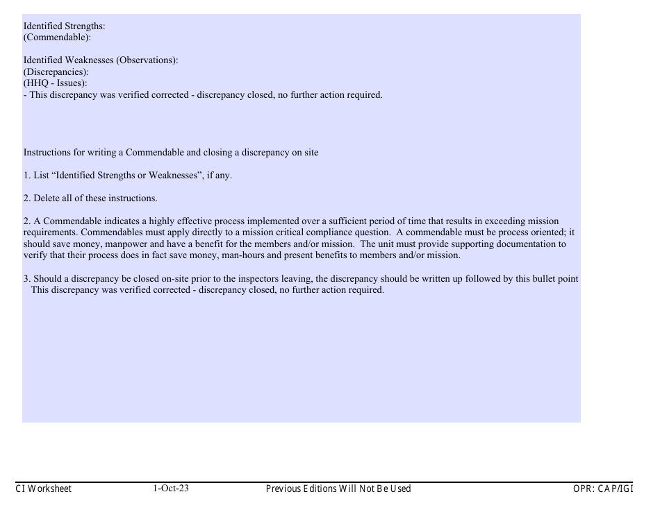 Form B-1 Ci Worksheet - Cadet Programs, Page 4