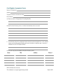 Civil Rights Complaint Form - Washington, Page 2