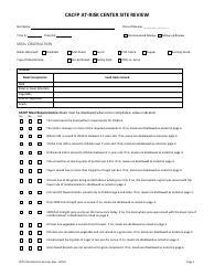 Document preview: CACFP at-Risk Center Site Review - Washington