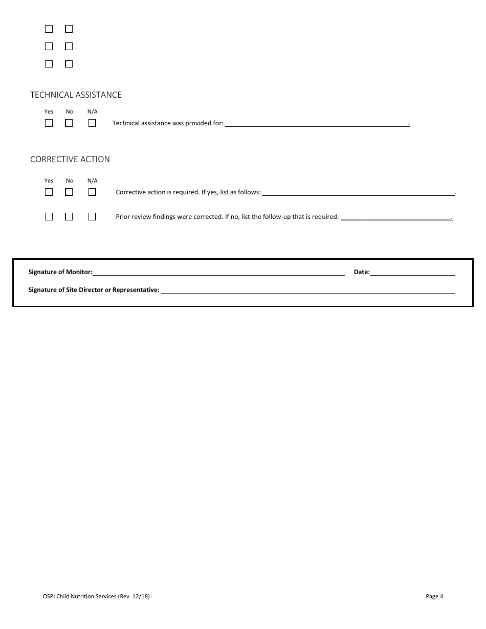 CACFP at-Risk Center Site Review - Washington, Page 4