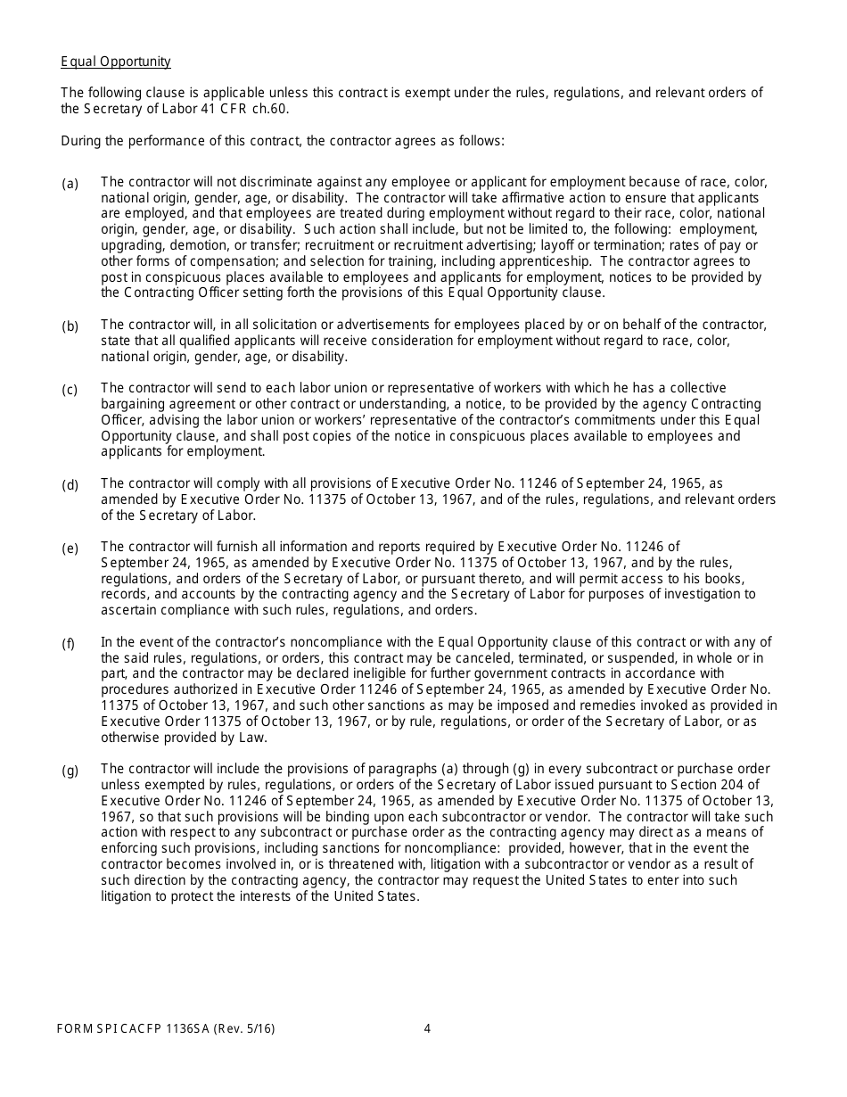 Form SPI CACFP1136SA Food Service Agreement for Vendors - Child and Adult Care Food Program - Washington, Page 4