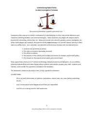 Cyberbullying/Digital Safety Incident Investigation Template - Draft - Washington, Page 2