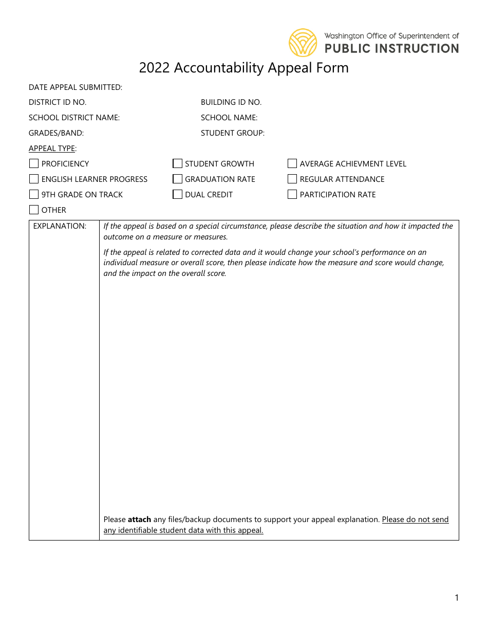 Accountability Appeal Form - Washington, Page 2