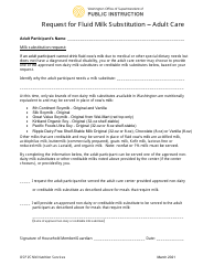 Document preview: Request for Fluid Milk Substitution - Adult Care - Washington
