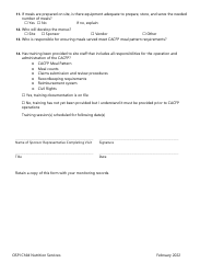 New Site Pre-approval Monitoring Form - Child and Adult Care Food Program (CACFP) - Washington, Page 2