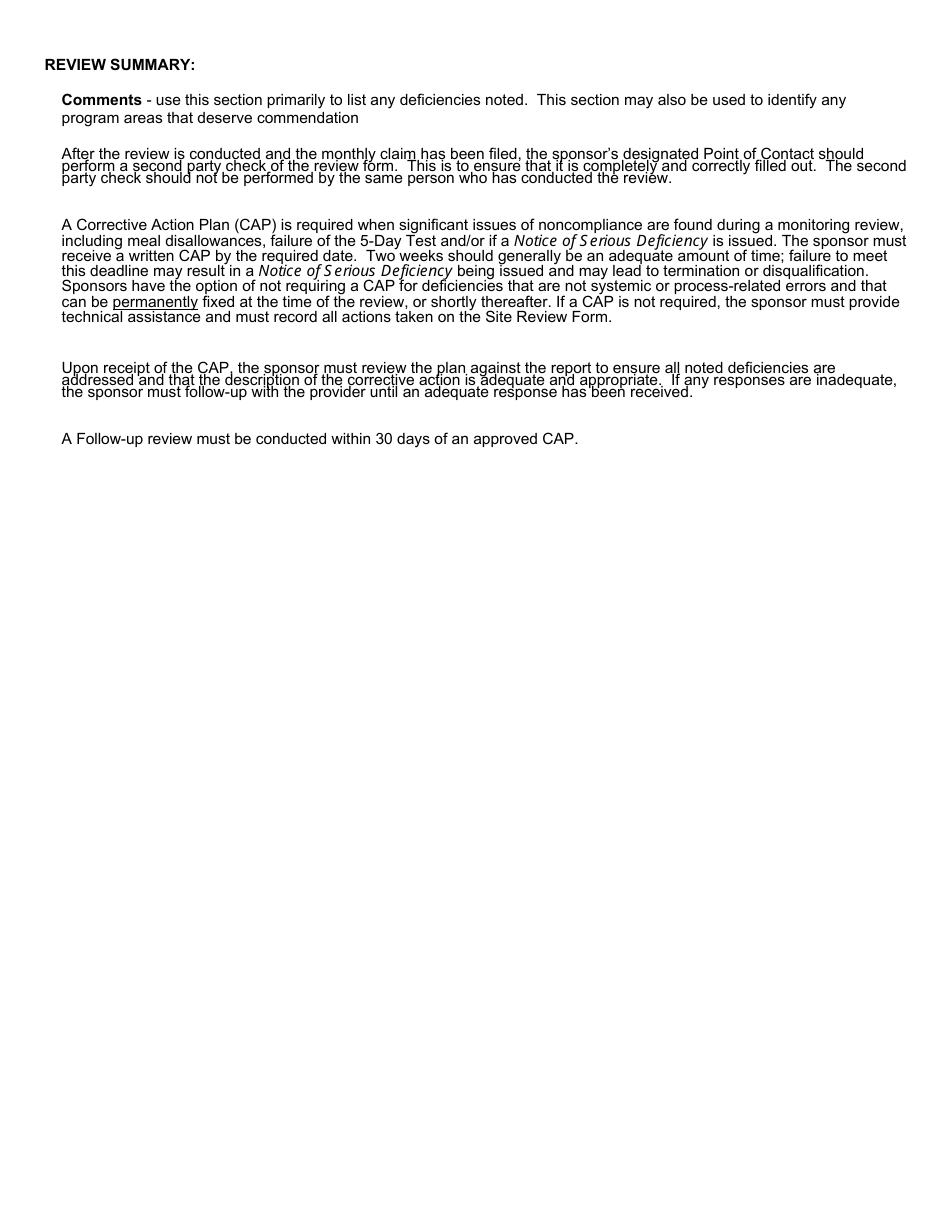 Fdch Provider Review Form - Child and Adult Care Food Program - Washington, Page 8