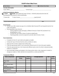 Document preview: CACFP Infant Meal Form - Washington