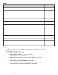 CACFP Infant Meal Form - Washington, Page 2