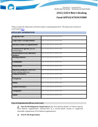 Document preview: Men's Healing Fund Application Form - Northwest Territories, Canada, 2024